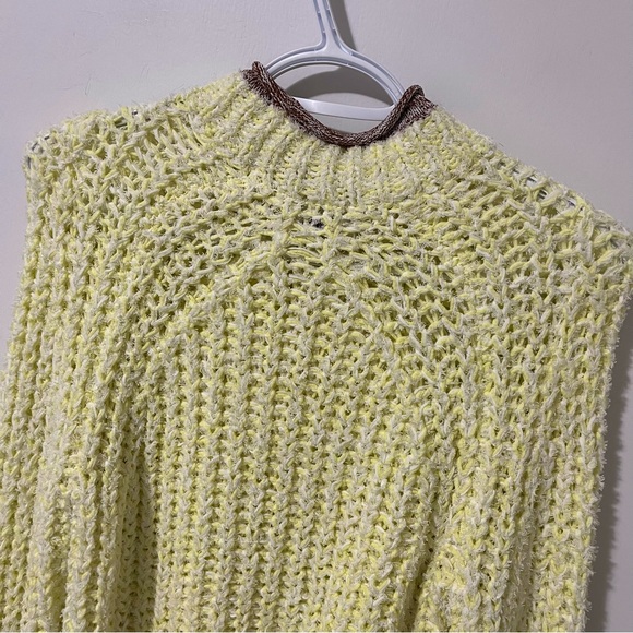 Aritzia Wilfred Confetti Chunky Knit Cropped Yellow Sweater size XXSmall - Picture 9 of 15